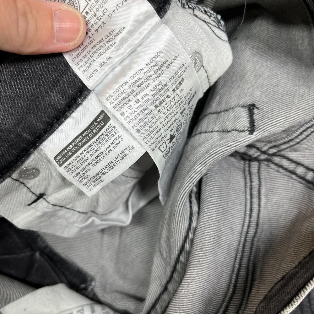 Levi's Skinny Jeans Mens Washed Black Denim Stretch Slim Classic Zip Fly - 31X29
